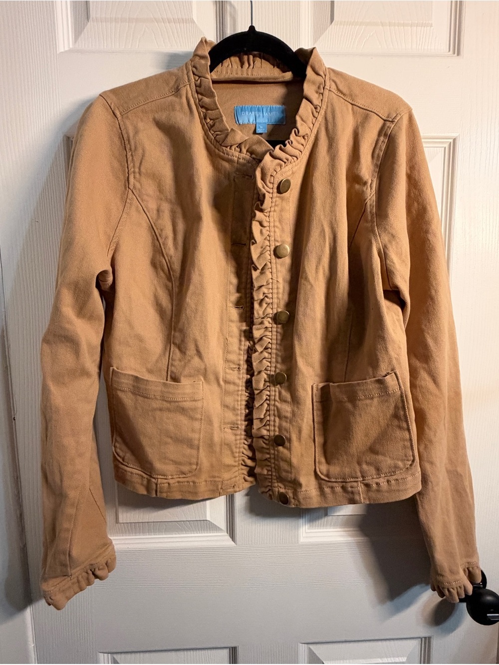Draper James Camel Ruffle Utility Jacket L